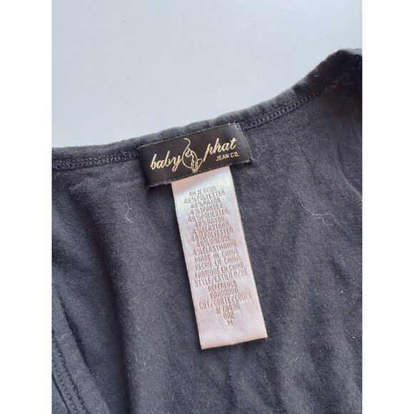 Vintage 00's BABY PHAT Black Jersey Rhinestone Cat Logo Tank, Size M - Picture 8 of 9